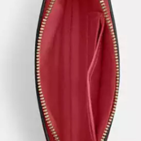 COACH Corner Zip Wristlet Pebbled leather/Gold/True Red - Picture 3 of 3